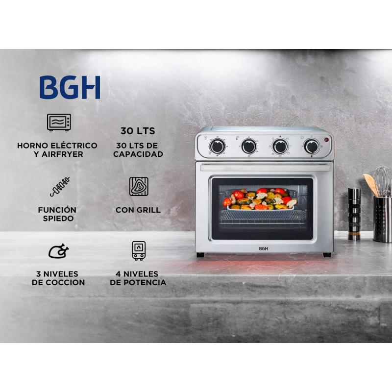 Horno Eléctrico Freidor BGH Mecánico Inoxidable 30L