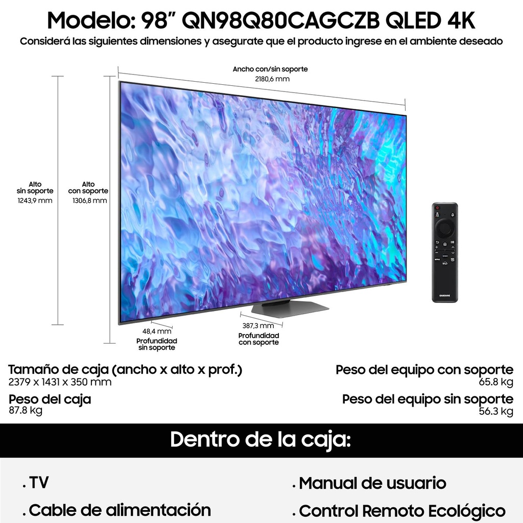 Smart TV Samsung 98" QLED 4K Q80C