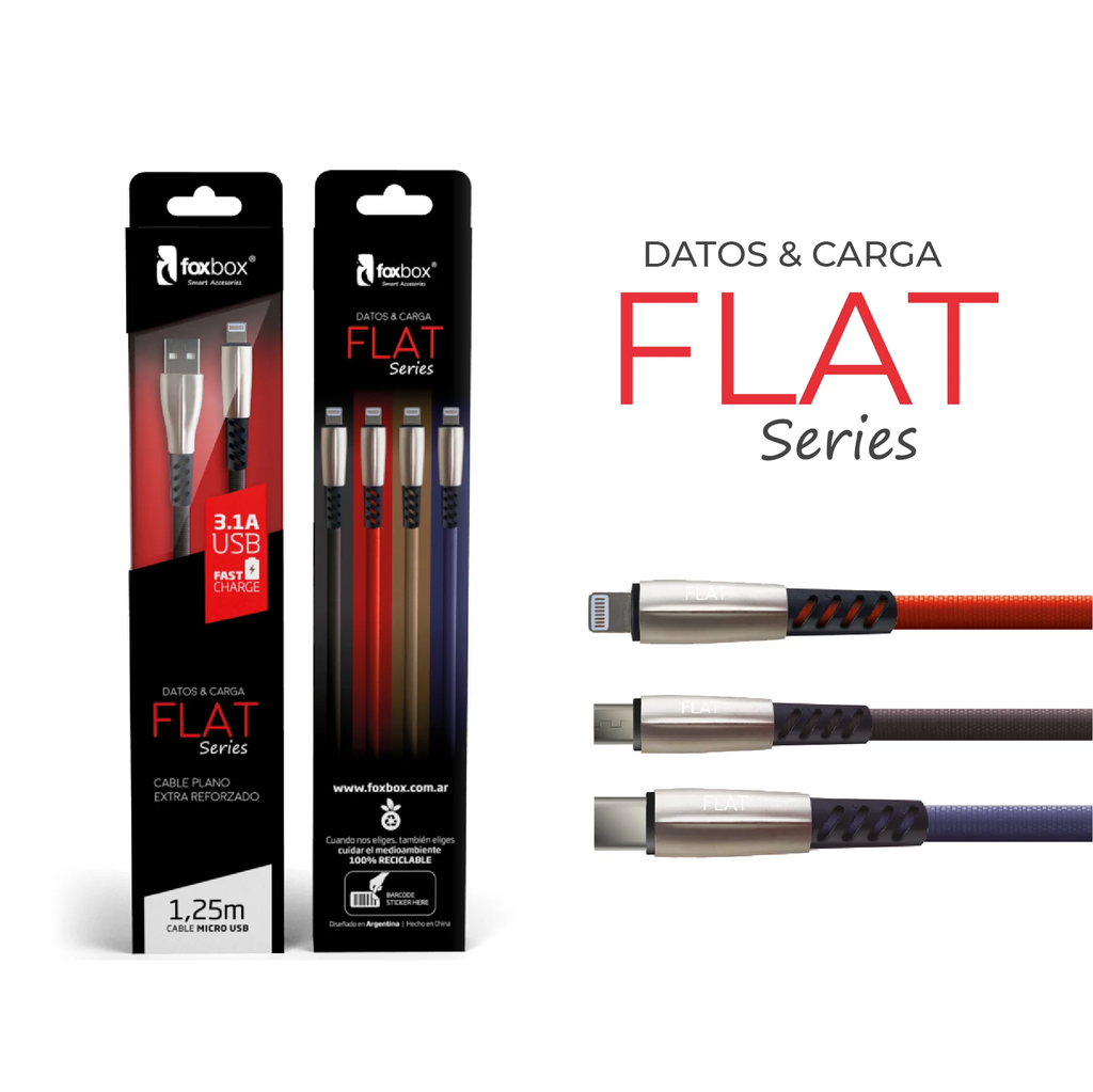 Cable Foxbox Flat Tipo C Rojo