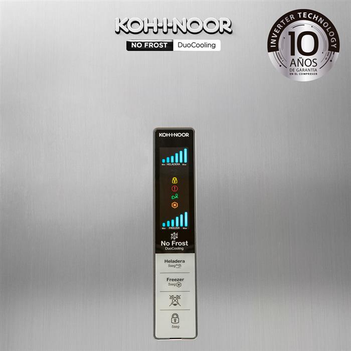 Heladera Kohinoor No Frost Inverter 409 Litros Acero Color Plateado