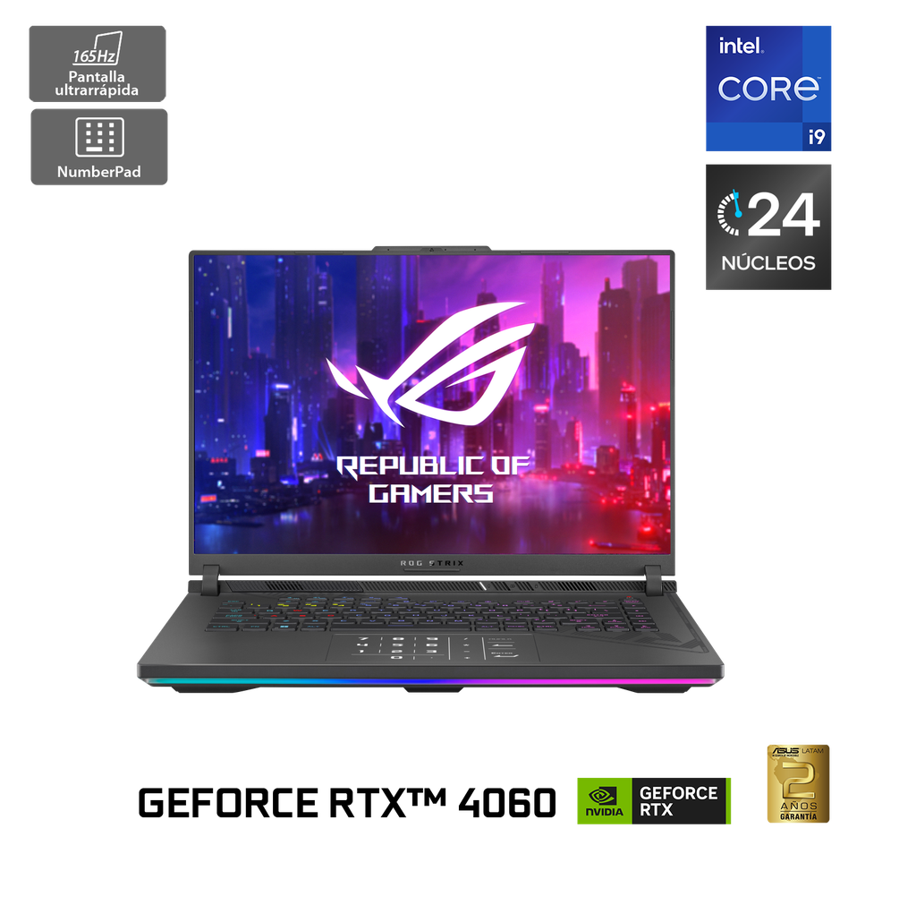 Notebook Gamer Rog Strix G16 Intel Core I9 De 24 Núcleos Nvidia Geforce Rtx 4060 16 Gb 1Tb Ssd 165Hz G614Jvr-N3031W