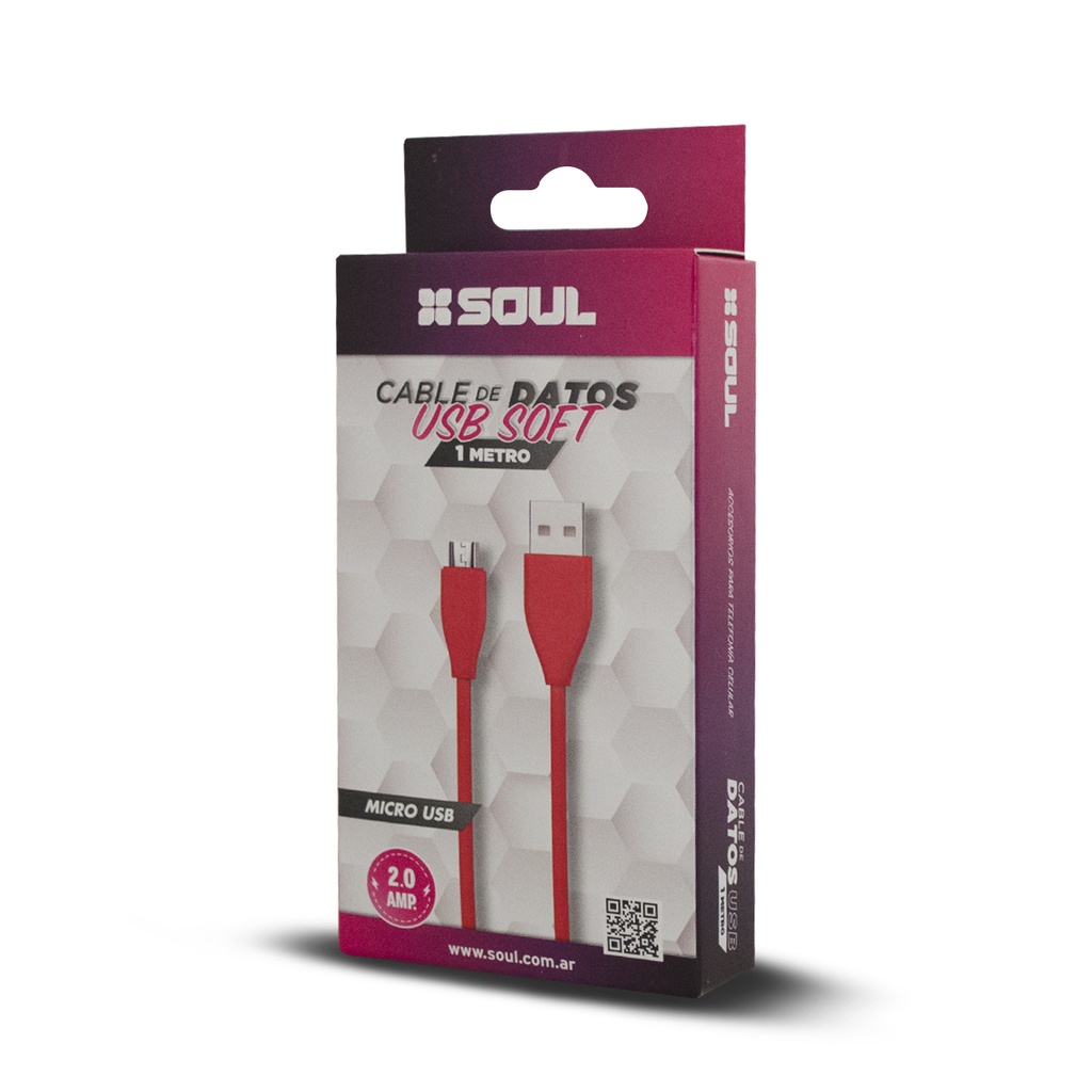 Cable SOUL USB Micro Soft 1 Metro Rojo