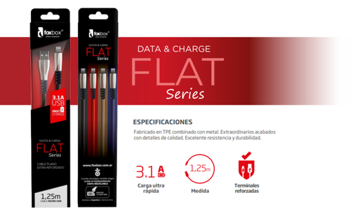 [FB-5417] Cable Foxbox Flat Micro Rojo