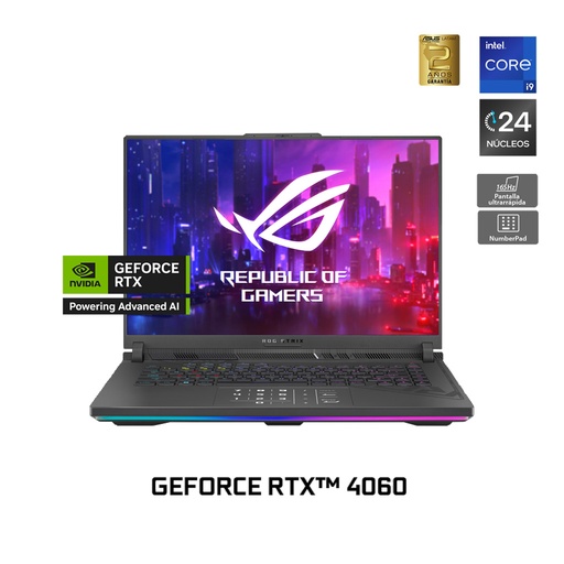 [G614JVR-N3031W] Notebook Gamer Rog Strix G16 Intel Core I9 De 24 Núcleos Nvidia Geforce Rtx 4060 16 Gb 1Tb Ssd 165Hz G614Jvr-N3031W