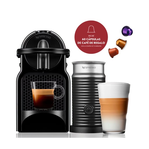 [A3D40-AR-BK-NE] Cafetera Nespresso Expresso Inissia + Aeroccino 3 Negro      