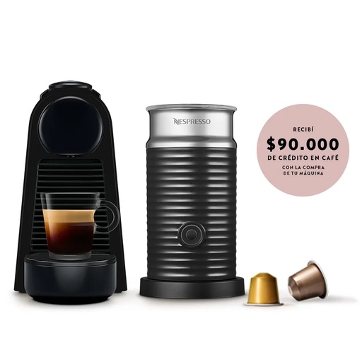 [A3KD30-AR-BKNE2] Cafetera Nespresso Essenza Mini D Negra + Aeroccino 3